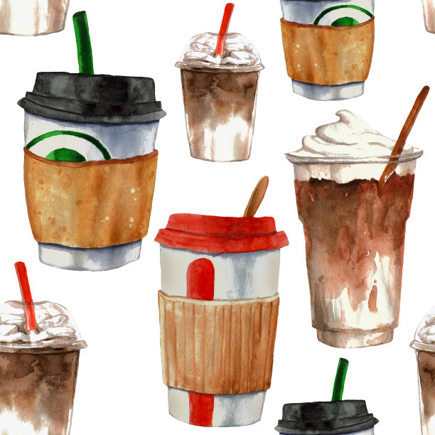 水彩咖啡杯图案图片下载