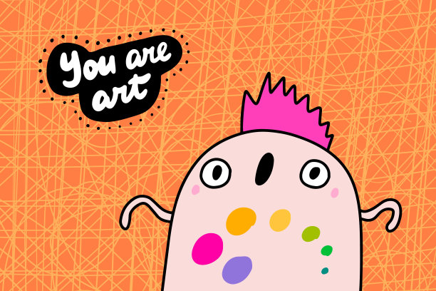 你是艺术手绘矢量插图在卡通漫画风格的人震惊与油漆图片下载