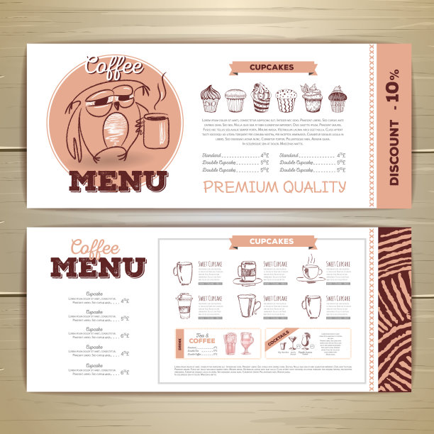 复古咖啡菜单设计。图片下载
