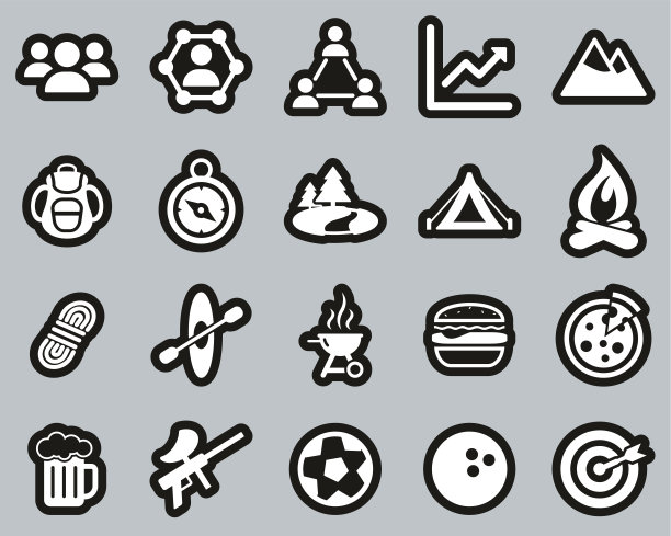 团队建设图标白色在黑色贴纸设置大图片下载