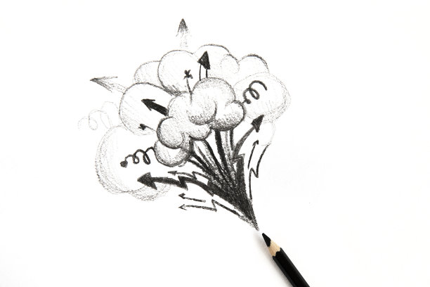 黑色铅笔画爆炸烟雾效果图片下载