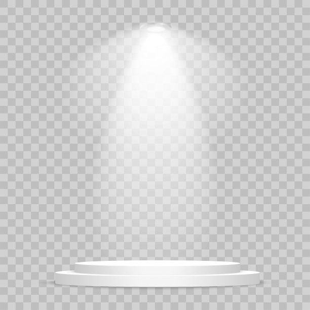 圆形舞台讲台，灯光照亮了透明的背景。向量。图片下载