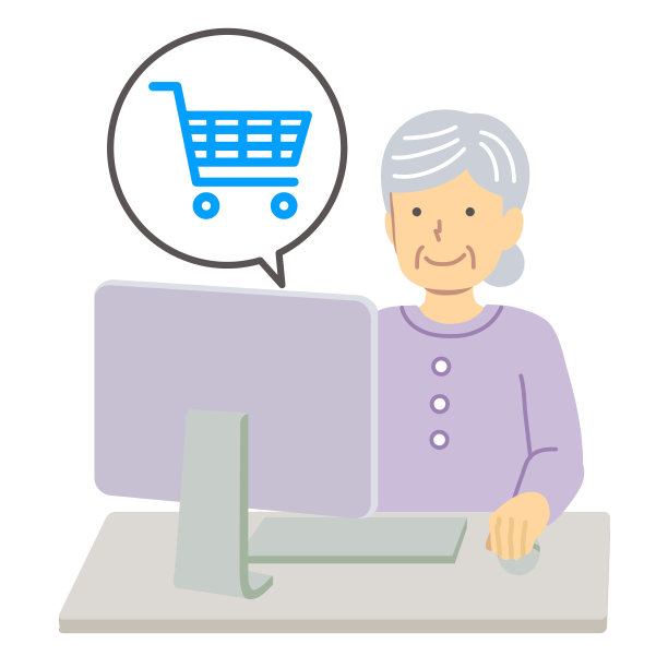 身着紫色衣服/购物的老妇人图片下载