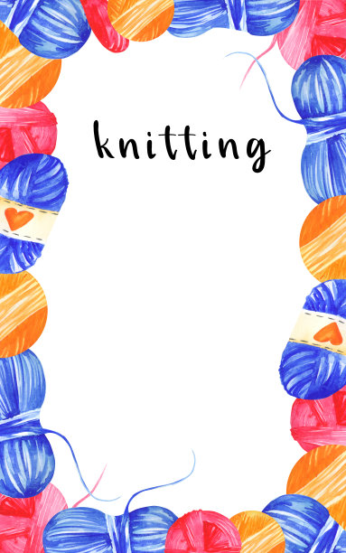编织架及工具:针织针、钩针、顶针、安全别针、排计数器、纱线、线索。手绘水彩插图孤立在白色。图片下载