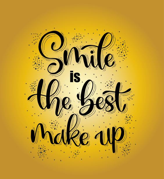 微笑是最好的妆容。手写字体为您的设计激励时尚报价图片下载