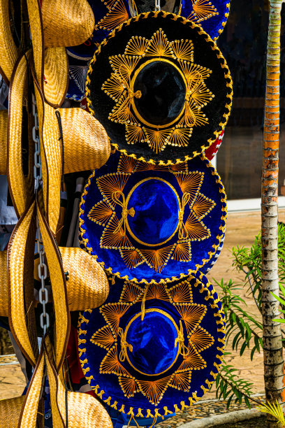 墨西哥科苏梅尔的蓝色宽边帽图片下载