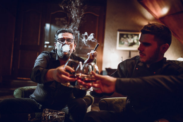 男士的葡萄酒和雪茄——享乐主义的写照图片下载