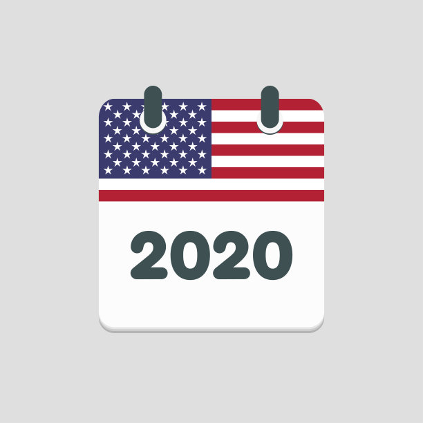 矢量图标日历年2020年，年在美国图片下载
