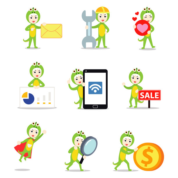 设定角色的女人打扮成绿色暴龙的史前爬行怪物。图片下载