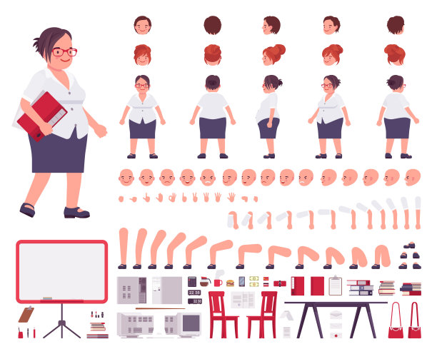 胖女职员正装施工套装图片下载