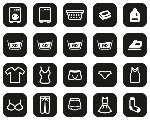 洗衣或洗衣服图标白色在白色平面设计集大图片下载