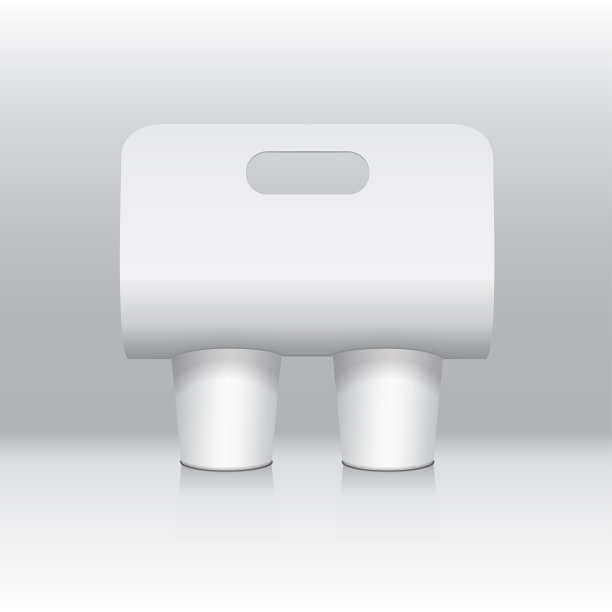 白咖啡杯纸盒支架模型。矢量纸包装持有人模型。前视图。咖啡杯架外卖图片下载