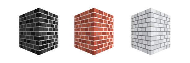 等距砖墙孤立在白色背景上图片下载