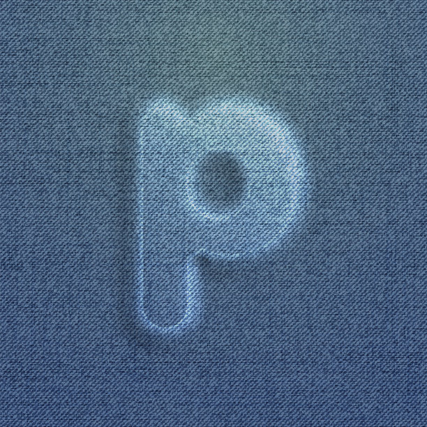 由牛仔布制成的字符，从一个字体，向量图片下载