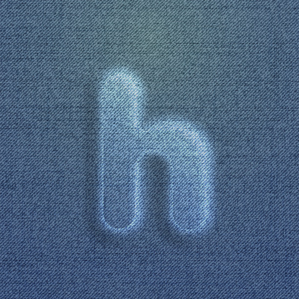 由牛仔布制成的字符，从一个字体，向量图片下载