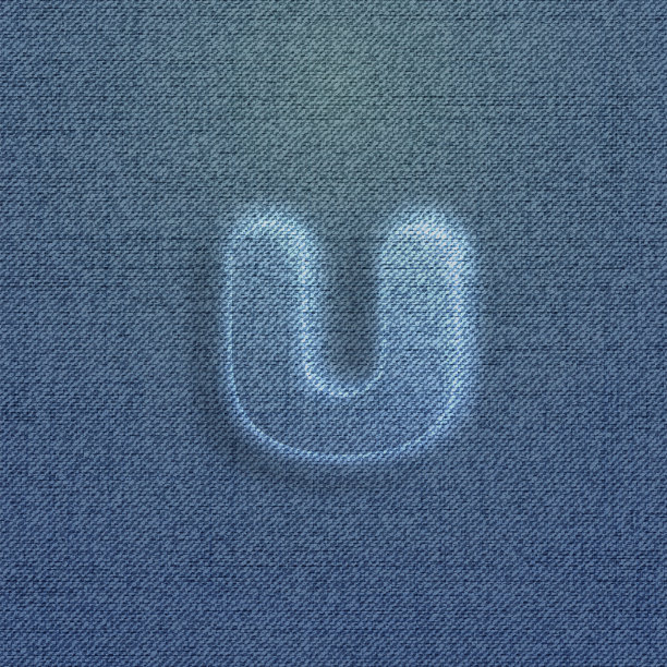 由牛仔布制成的字符，从一个字体，向量图片下载