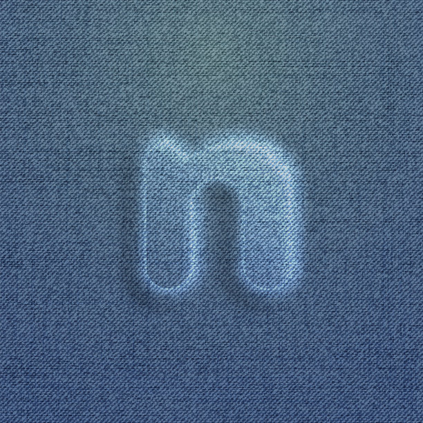 由牛仔布制成的字符，从一个字体，向量图片下载
