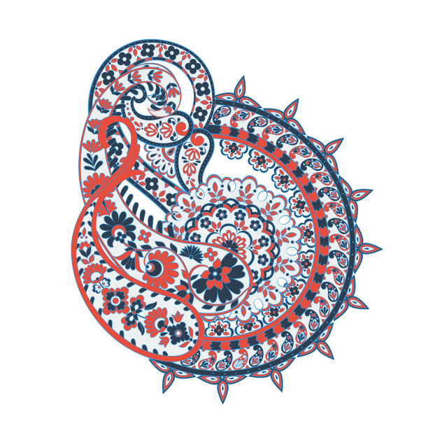 佩斯利大马士革点缀。孤立的矢量图图片下载