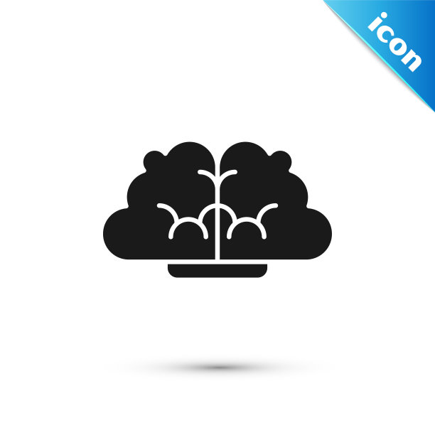 灰色人脑图标孤立在白色背景上。矢量图图片下载