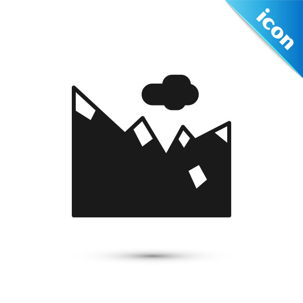 灰色山脉图标孤立的白色背景。象征胜利或成功的概念。矢量图图片下载