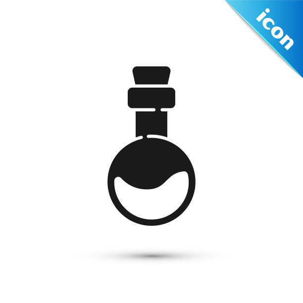 灰色瓶子与爱情药水图标孤立在白色背景。情人节的象征。矢量图图片下载