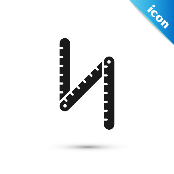 灰色折叠尺图标孤立在白色背景。矢量图图片下载