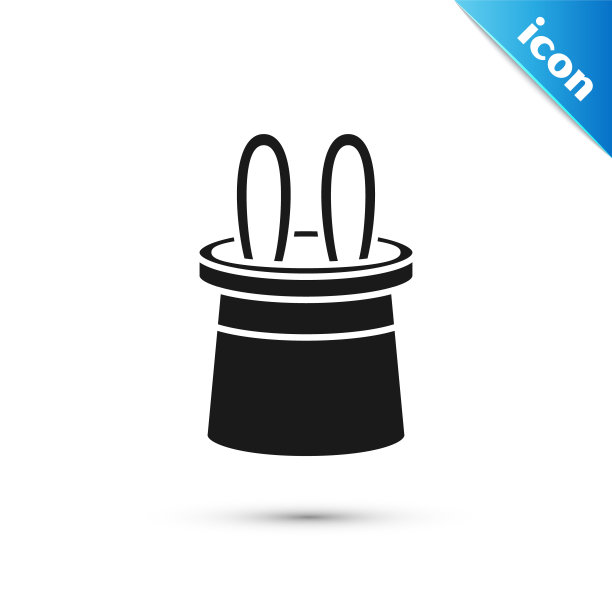 灰色魔术师的帽子和兔子耳朵图标孤立在白色的背景。魔术。神秘的娱乐概念。矢量图图片下载