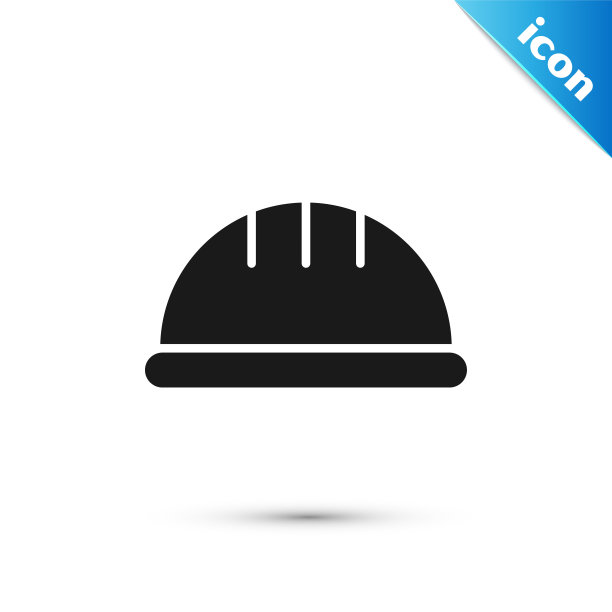 灰色工人安全帽图标孤立在白色背景上。矢量图图片下载