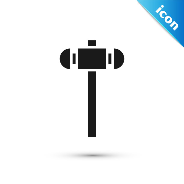 灰色大锤图标孤立在白色背景。矢量图图片下载