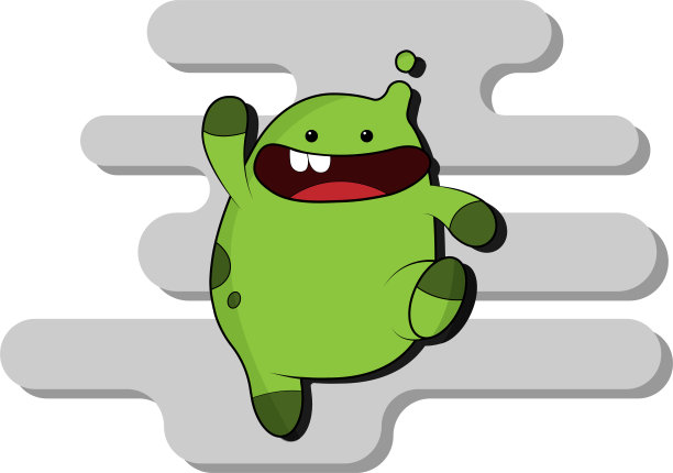 卡通人物绿色曲柄矢量插图图片下载