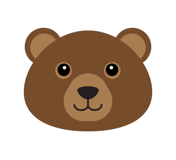 矢量平面卡通熊灰脸图片下载