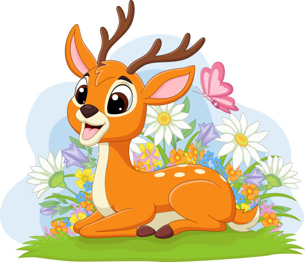 可爱的鹿躺在草地上图片下载