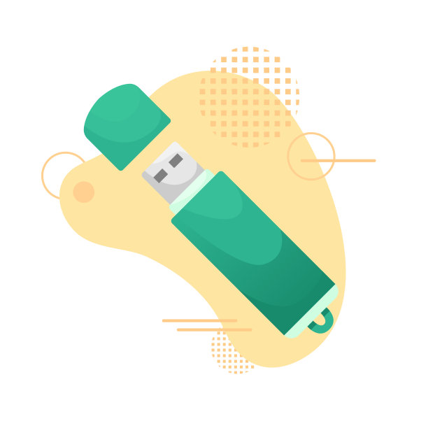 平面矢量USB闪存驱动器。数据存储设备，计算机附件。个人数据。图片下载