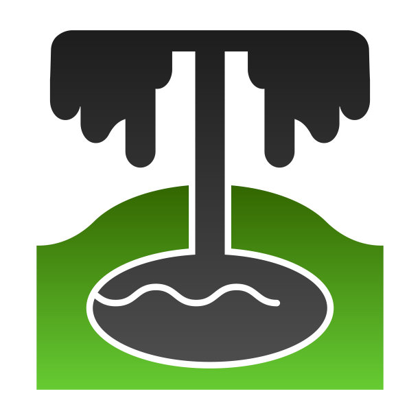 自然水库线图标。钻井平台和间歇泉或火神，地下油气资源。燃料工业矢量设计概念，轮廓风格象形文字上的白色背景。图片下载