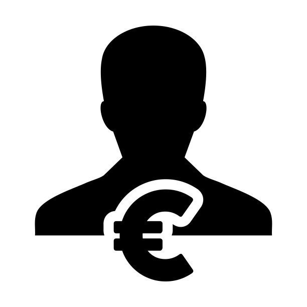 银行图标矢量：男性用户欧元符号头像，适用于银行和金融业务扁平风格图片下载