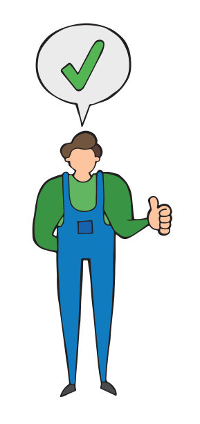 向量修理工竖起大拇指。手绘插图。图片下载