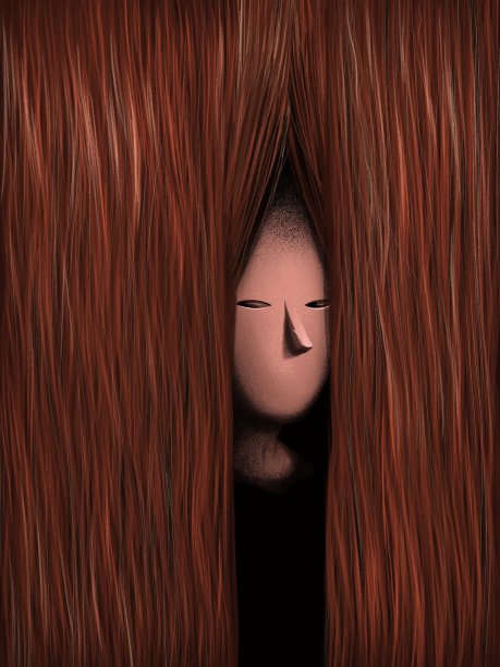 想象力超现实的长发女人数字插图。图片下载