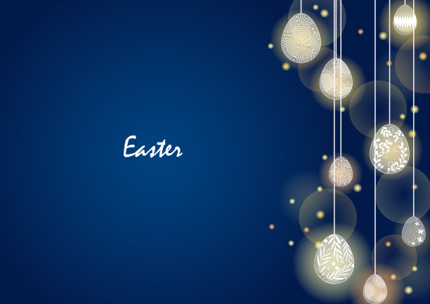 复活节彩蛋晚会灯光框架在夜空背景装饰复活节晚会。图片下载