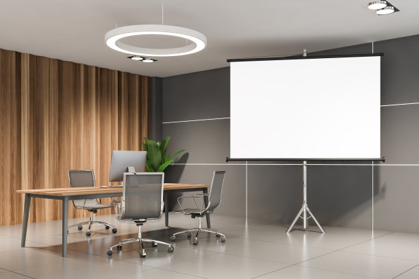 灰色和木制的CEO办公室和海报图片下载