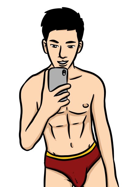 卡通性感男人在白色背景图片下载