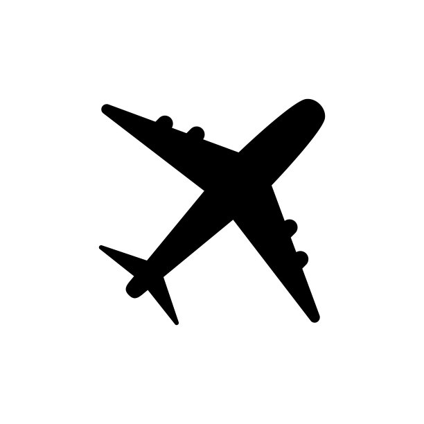飞机图标矢量logo，实体图，白色背景图片下载