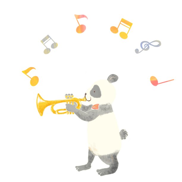 卡通动物演奏乐器，熊猫熊图片下载