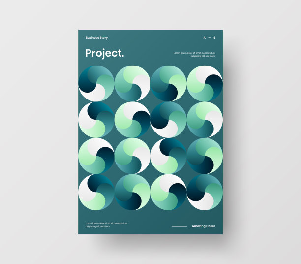 惊人的业务表示向量A4垂直方向的首页模拟。现代企业报表封面抽象几何插图设计布局。公司身份手册模板。图片下载