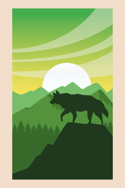 美丽的风景与狼的场景图片下载