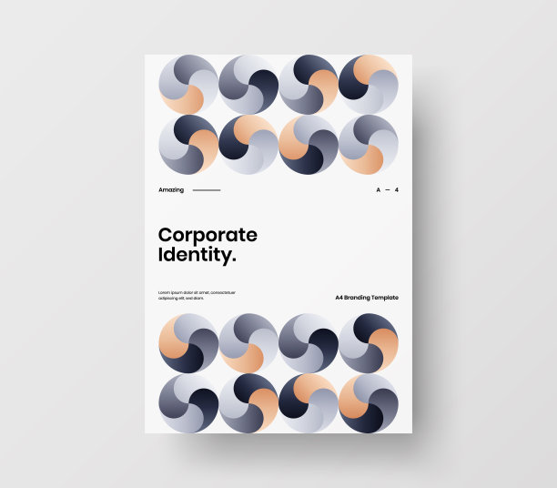 惊人的业务表示向量A4垂直方向的首页模拟。现代企业报表封面抽象几何插图设计布局。公司身份手册模板。图片下载