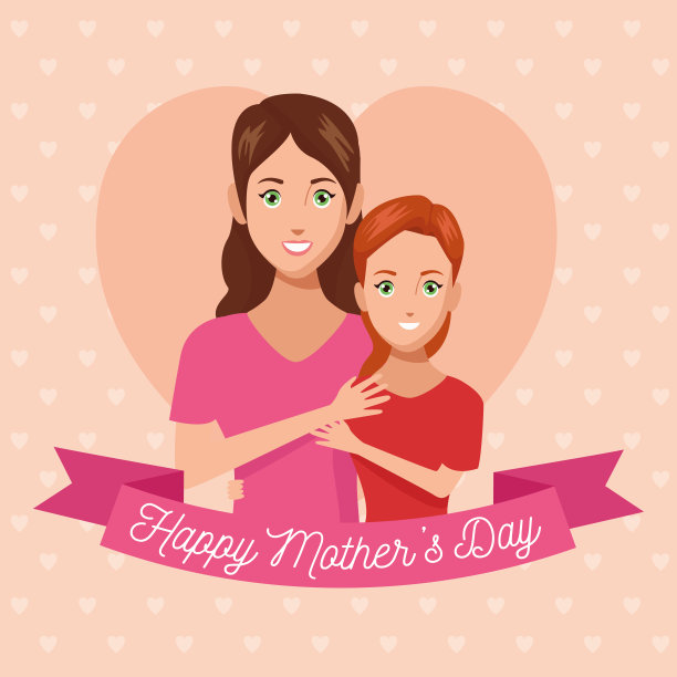 母亲节快乐字用女儿丝带相框图片下载