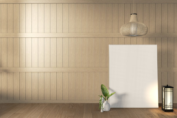 室内海报模拟场景顶级桌子橱柜电视木制。三维渲染图片下载