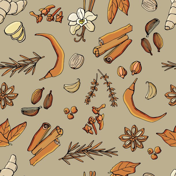 无缝模式的香料。图片下载