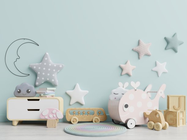 室内模型，儿童房，墙框模型，托儿所模型。图片下载