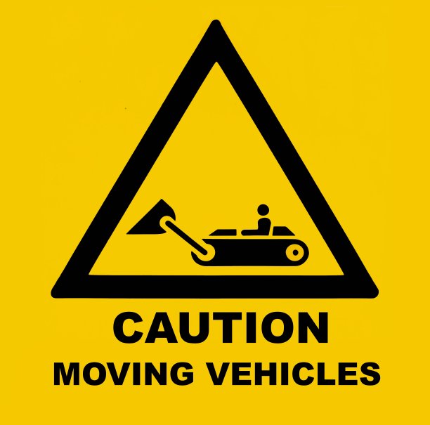 移动的车辆和设备，安全标志图片下载